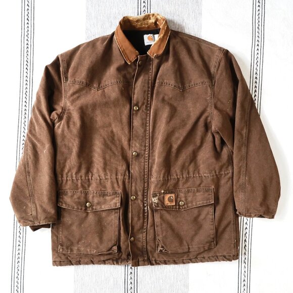 Vintage 90's Carhartt Duck Cotton Quilt Lined Chore Jacket | Large - Picture 1 of 10